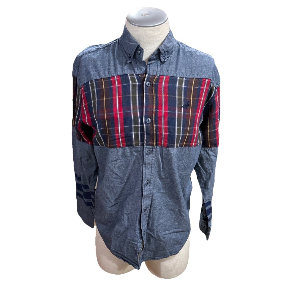 staple pigeon Denim Flannel Shirt Large Mens Long Sleeves